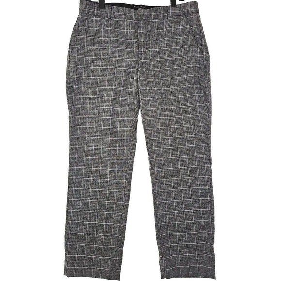 Banana Republic ~Women Size 10~ Gray Plaid Print "Avery" Ankle Pants Stretch. - Picture 8 of 12